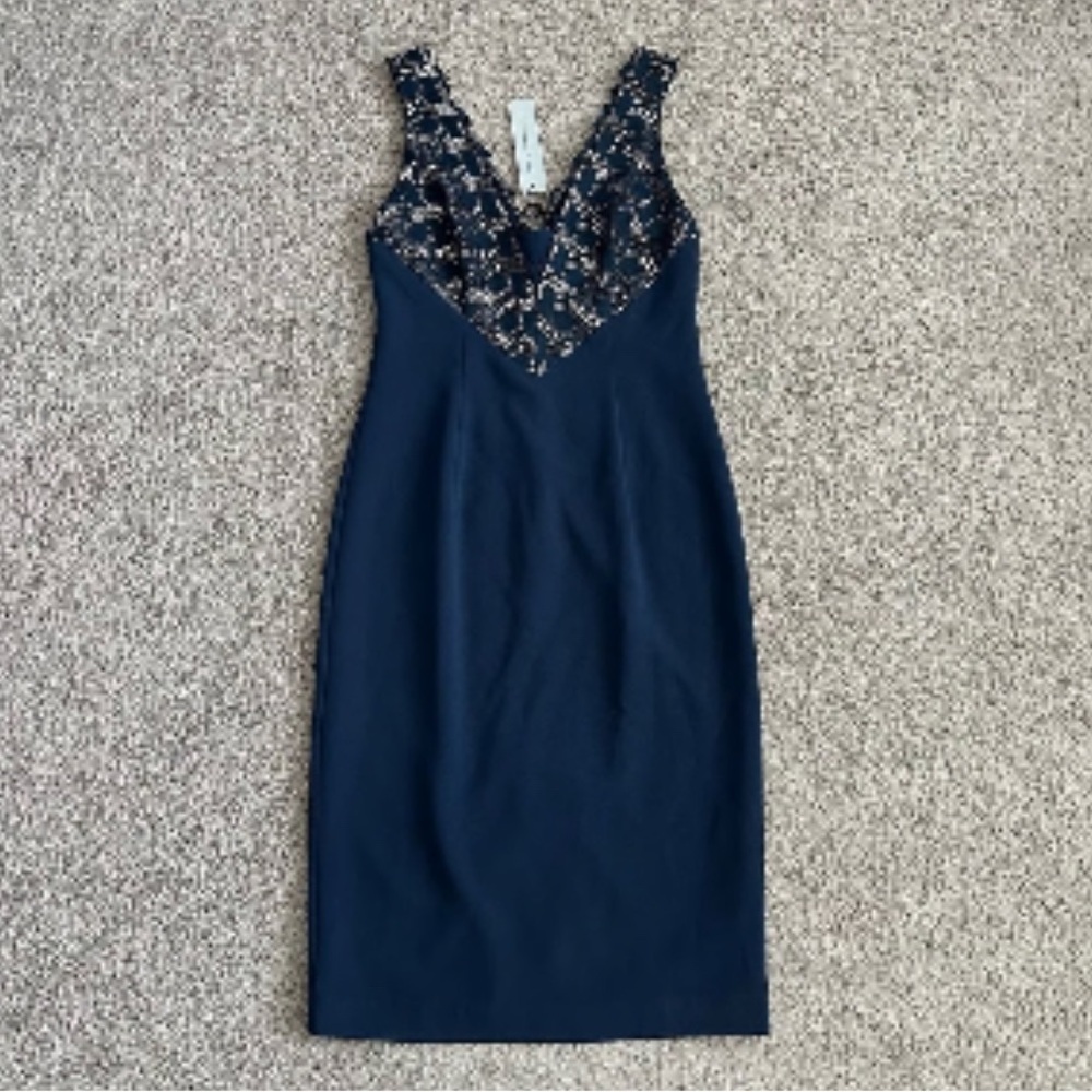 Black Halo Dress Womens Size 10 Navy Blue Sheath Lace